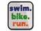 Swim Bike Run Words Triathlon Multi-Color Embroidered Iron-On or Hook & Loop Patch Applique